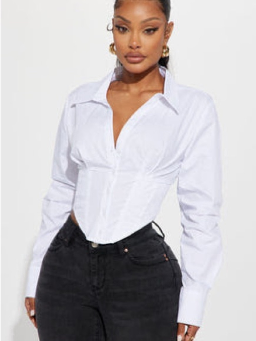 White Poplin Shirt  size Large Women